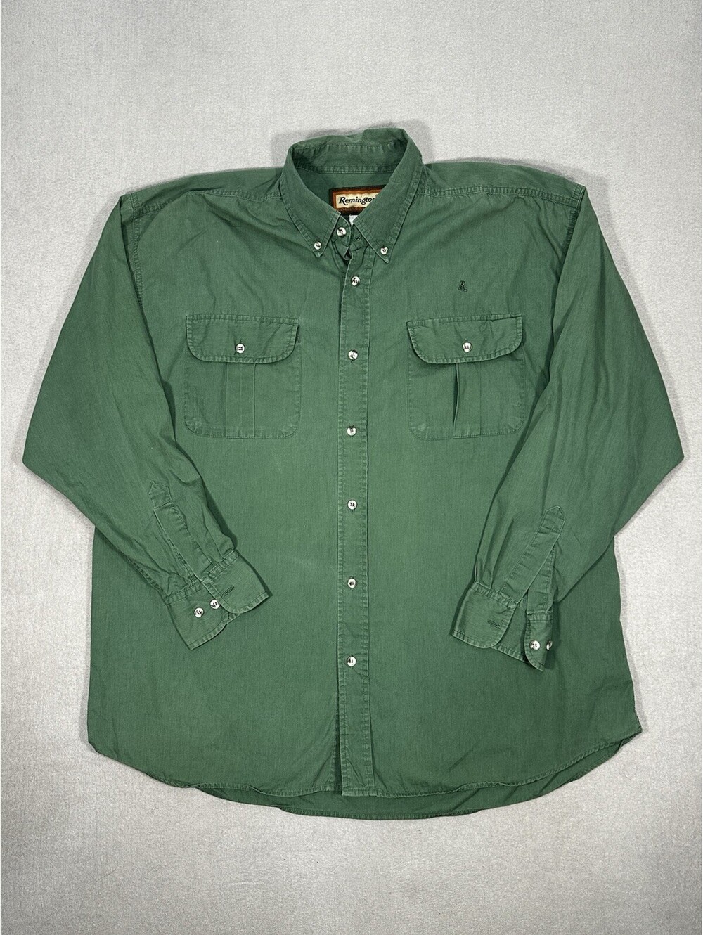 Remington Outdoor Button Down Shirt Mens XL Green Hunting Fishing Cotton